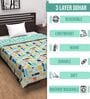 Teal Grey Microfiber Abstract 120 Gsm Single Dohar