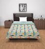 Teal Grey Microfiber Abstract 120 Gsm Single Dohar