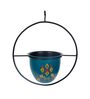 Teal Metal Circular Hanging Planter