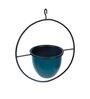 Teal Metal Circular Hanging Planter