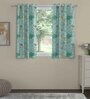 Teal Polyester Abstract 5ft Semisheer Eyelet (2 pc) Window Curtains