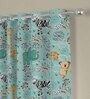 Teal Polyester Abstract 5ft Semisheer Eyelet (2 pc) Window Curtains