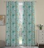 Teal Polyester Abstract 7ft Semisheer Eyelet (2 Pc) Door Curtains