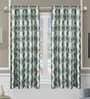Green Polyester Ethnic Motif 5FT Light Filtering Eyelet Window Curtains (Pack of 2)