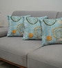 Teal Polyester Geometric 18x18 inches Cushion Covers Set of 3