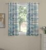 Teal Polyester Abstract 5ft Semisheer Eyelet (2 pc) Window Curtains