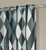 Teal Polyester Abstract 5ft Semisheer Eyelet (2 pc) Window Curtains