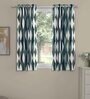 Teal Polyester Abstract 5ft Semisheer Eyelet (2 pc) Window Curtains