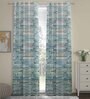 Teal Polyester Abstract 7ft Semisheer Eyelet (2 Pc) Door Curtains