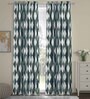 Teal Polyester Abstract 9ft Semisheer Eyelet (2 pc) Long Door Curtains
