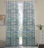 Teal Polyester Abstract 9ft Semisheer Eyelet (2 pc) Long Door Curtains
