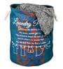 Teal Polyester Slub 50 Ltr (1Pc) Laundry Basket with Lid