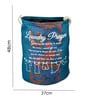 Teal Polyester Slub 50 Ltr (1Pc) Laundry Basket with Lid