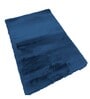 Blue Solid Polyester 4 ft x 6 ft Machine Made Carpet