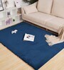 Blue Solid Polyester 4 ft x 6 ft Machine Made Carpet