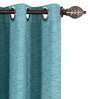 Teal Solid Polyester 8 Ft Blackout Eyelet Door Curtains (Set of 2)