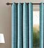 Teal Solid Polyester 8 Ft Blackout Eyelet Door Curtains (Set of 2)