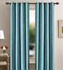 Teal Solid Polyester 8 Ft Blackout Eyelet Door Curtains (Set of 2)