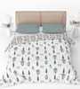 Teal Pure Cotton Printed 150 GSM Single Bed AC Room Dohar