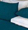 Teal Satin Striped 210 TC Pure Cotton King Sized Bedsheet with 2 Pillow Covers