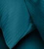 Teal Satin Striped 210 TC Pure Cotton King Sized Bedsheet with 2 Pillow Covers