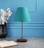 Malan Teal Fabric Shade Night Lamp With Aluminium Base