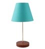 Malan Teal Fabric Shade Night Lamp With Aluminium Base
