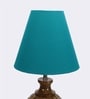 Faraday Teal Fabric Shade Night Lamp With Wood Base