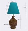 Faraday Teal Fabric Shade Night Lamp With Wood Base