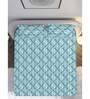 Teal Geometric 144 TC Cotton King Bedsheet with 2 Pillow Covers