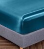 Teal Solid 400 TC Satin King Fitted Bedsheet with 2 Satin Pillow covers