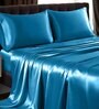 Teal Solid 400 TC Satin Queen Fitted Bedsheet with 2 Satin Pillow covers