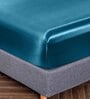 Teal Solid 400 TC Satin Queen Fitted Bedsheet with 2 Satin Pillow covers