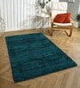 Teal Solid Microfiber 6 X 7 Feet Tufted Carpet