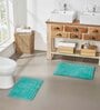 Teal Solid MicroFibre 14x10 Inches Antiskid Bath Mats