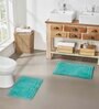 Teal Solid MicroFibre 14x10 Inches Antiskid Bath Mats