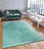 Teal Solid Polyester 5x8 Feet Machine Made Carpet