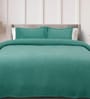 Teal Solid TC 120 Cotton Double Queen Bedcover With 2 Pillow Covers