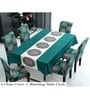 Teal Solids 7 Pcs PVC & Spandex Table Cover With 6 Chair Cover
