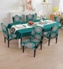 Teal Solids 7 Pcs PVC & Spandex Table Cover With 6 Chair Cover