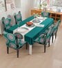 Teal Solids 7 Pcs PVC & Spandex Table Cover With 6 Chair Cover