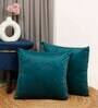 Teal Velevt Solids 24x24 inches  Large Cushion Covers  (2Pcs)