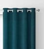 Teal Velevt Solids 9ft Light Filtering Eyelet Long Door Curtain