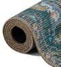 Teal Green Vintage Polyester 9' X 12' Machine Made Carpet