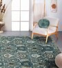 Teal Green Vintage Polyester 9' X 12' Machine Made Carpet
