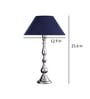 Teardrop chrome lamp with blue shade