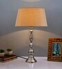 Teardrop chrome lamp with khadi shade
