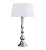 Teardrop chrome lamp with white drum shade