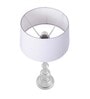 Teardrop chrome lamp with white drum shade