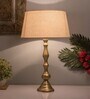 Teardrop Gold Brushed Lamp With Khadi Shade